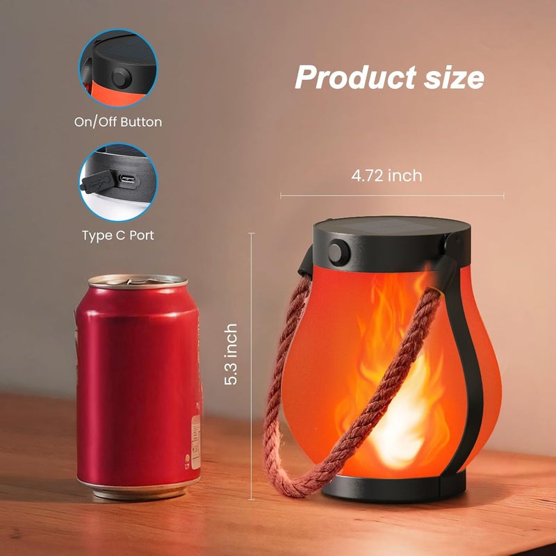 Hompavo Gen2 Solar Lanterns Outdoor Waterproof with Realistic Flickering Flame, Dual Charging (USB/Solar) & 2 Modes - Decorative Hanging/Table Lights for Patio Garden Porch Halloween Decor, 2/Red - Image 5